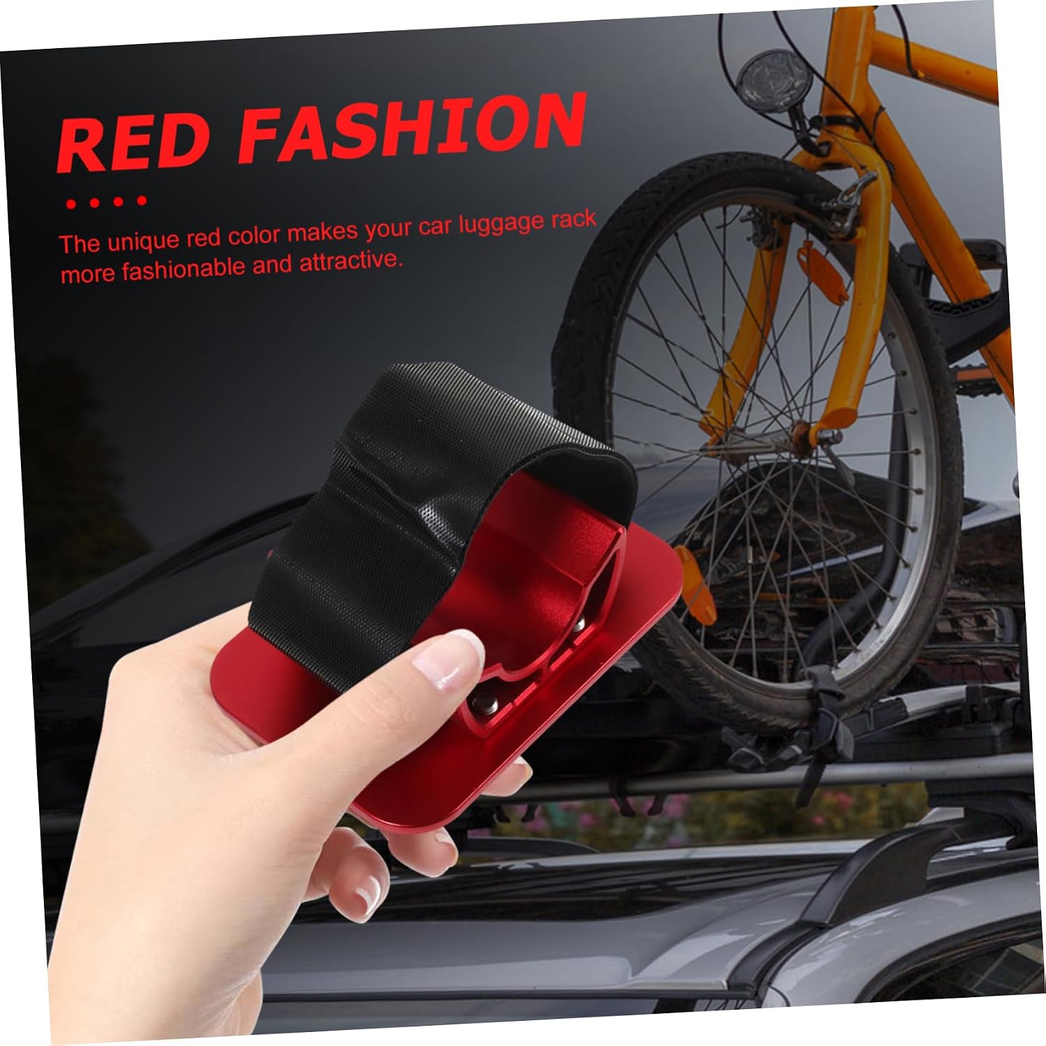 Kisangel Bike Rack Mounting Bracket for Secure Rear Wheel Stabilization Construction Easy Installation Compact Design for Car Luggage Racks Red