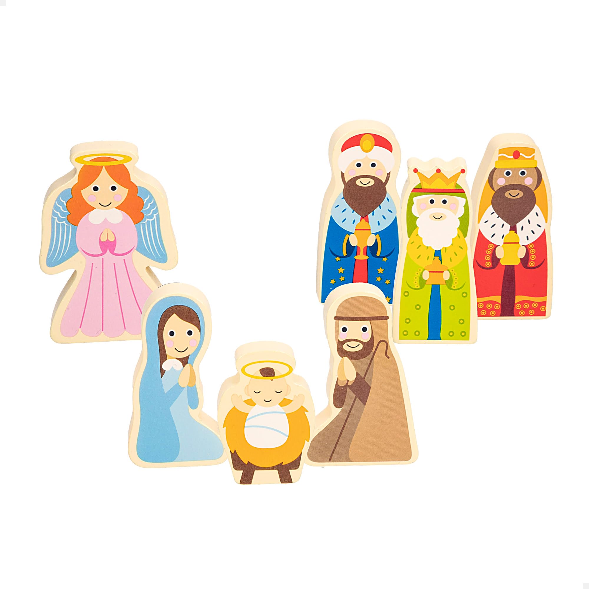 WOOMAX Blister 7 Figuras Belen Madera Magneticas Decoración Navideña (Colorbaby 46914)