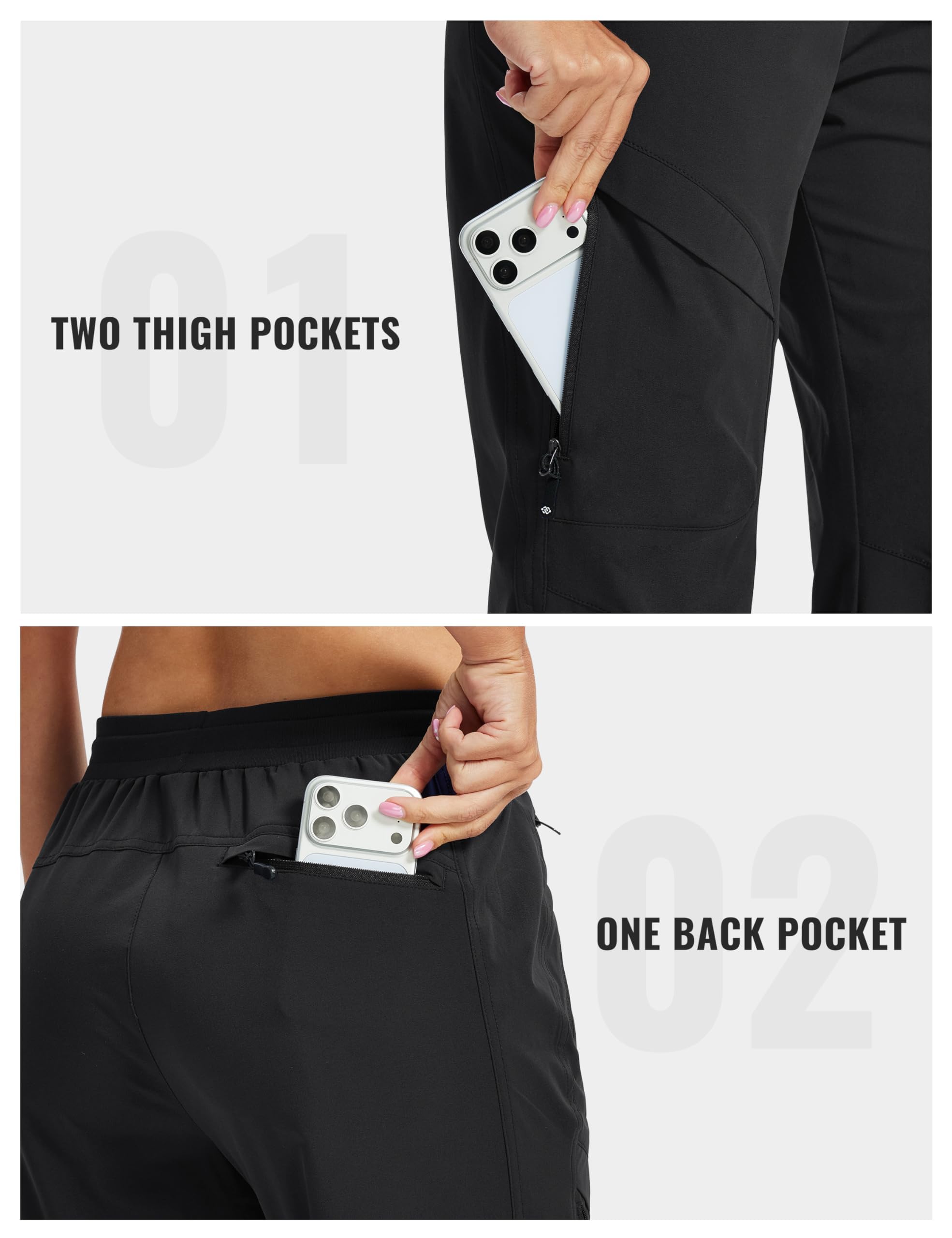 AIRIKE Pantalones Trekking Mujer Pantalones de Senderismo Impermeables Pantalon Cargo Elasticos Verano Pantalones de Trabajo con Bolsillos Cargo Ligeros al Aire Libre