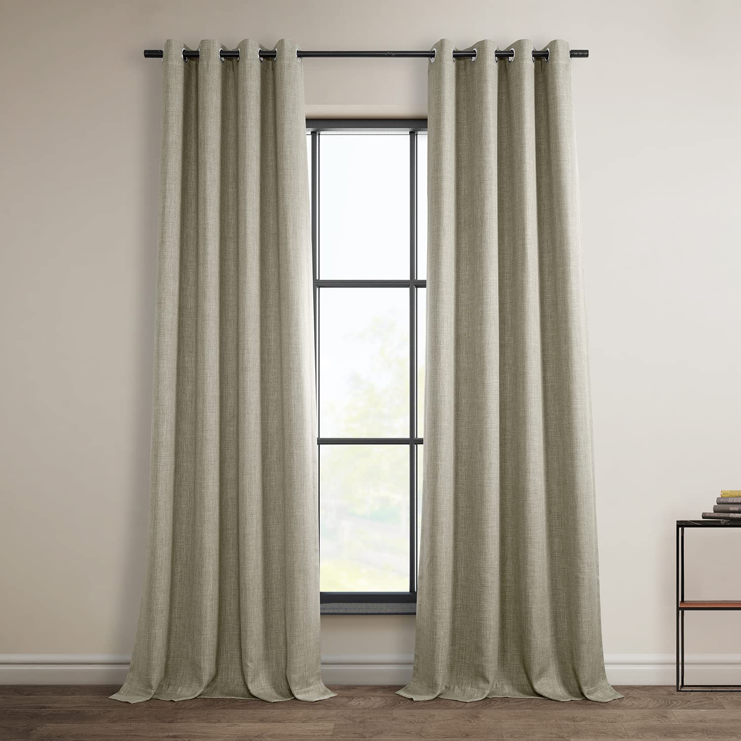 HPD Half Price Drapes Grommet Linen Curtains 84 Inches Long Room Darkening Curtains for Bedroom & Living Room (1 Panel)