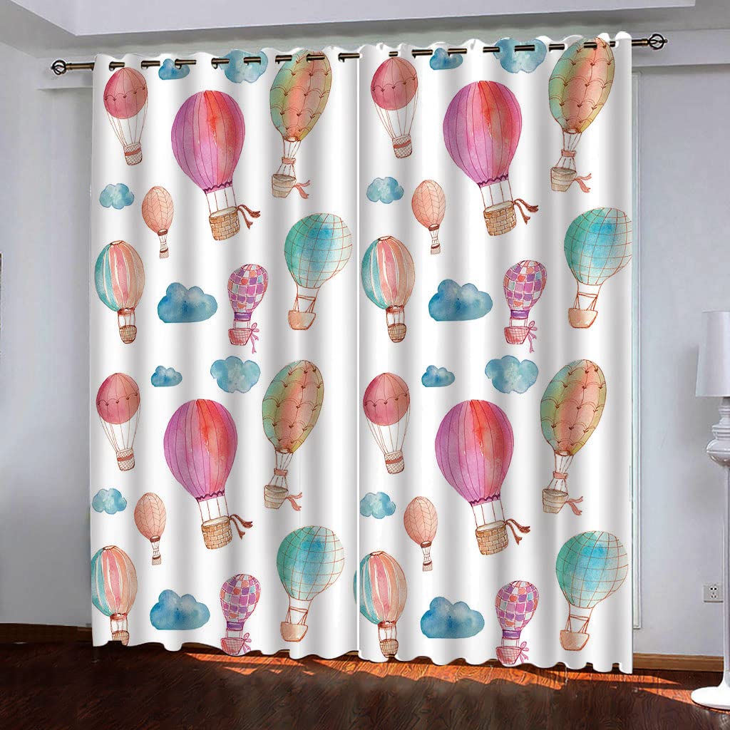 Rideau occultant thermique montgolfière 2 pièces 132x145cm pour chambre