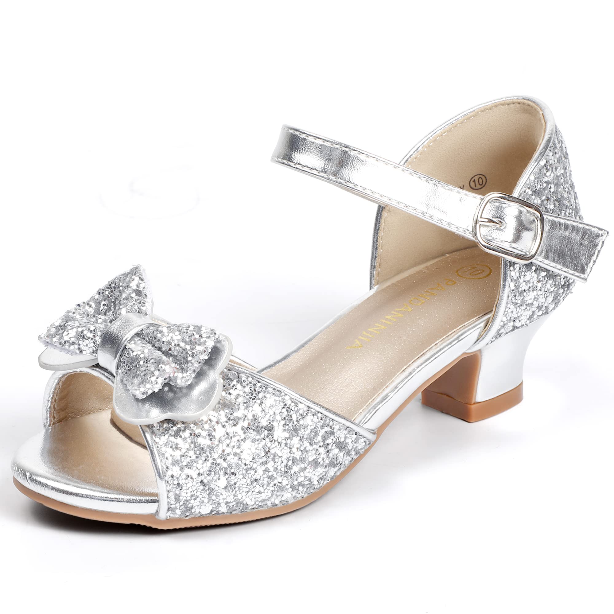 PANDANINJIA Wendy Girls Heels Dress Shoes Flower Girl Mary Jane Sandals Wedding Party Princess Shoes for Toddler Little Kid Big Kid