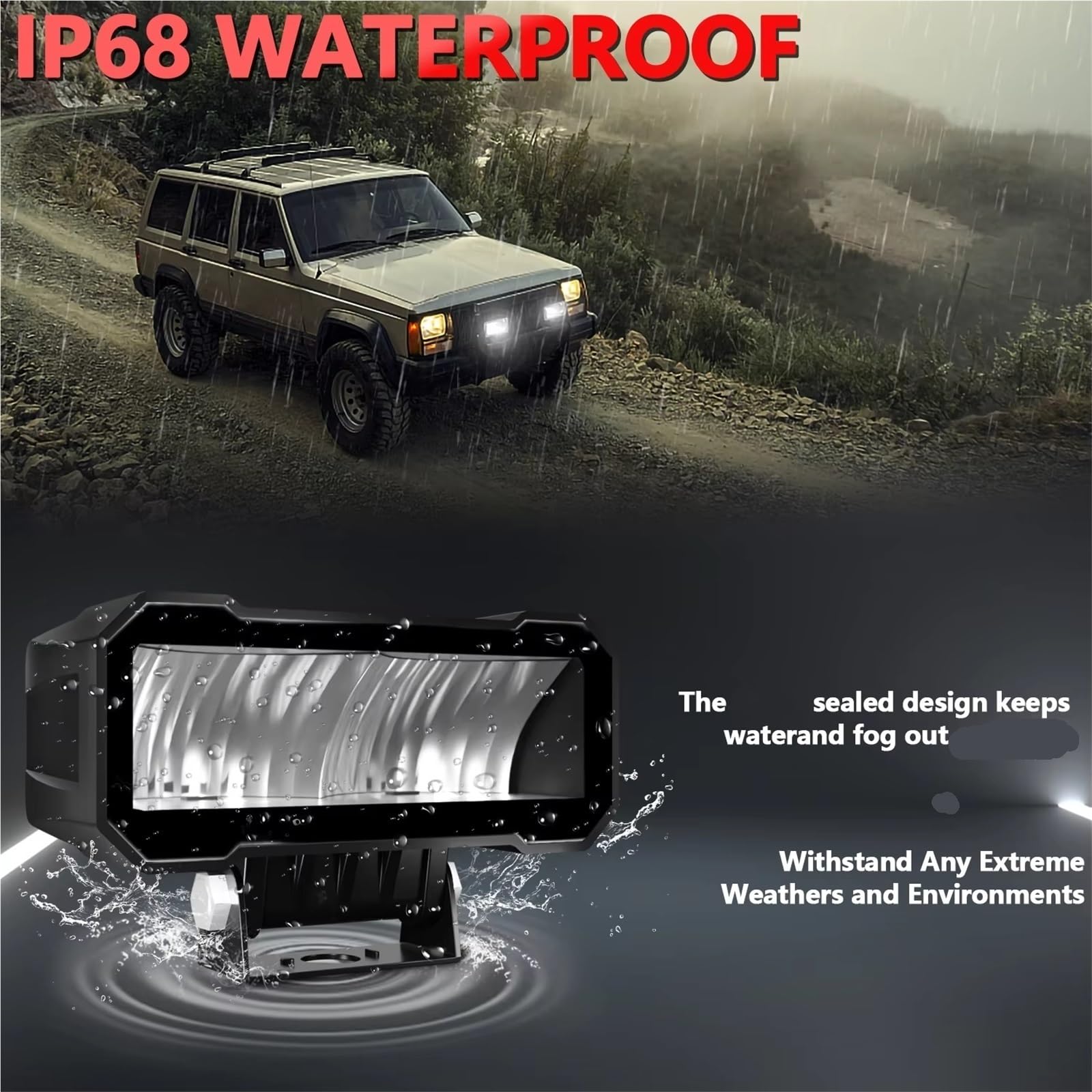 Luz Trabajo Led 5 Pulgadas 80W 8000LM Faro LED Superbrillante Coche 6000K Vehículos Todoterreno Tractor Camión Lámpara Antiniebla Impermeable Faros