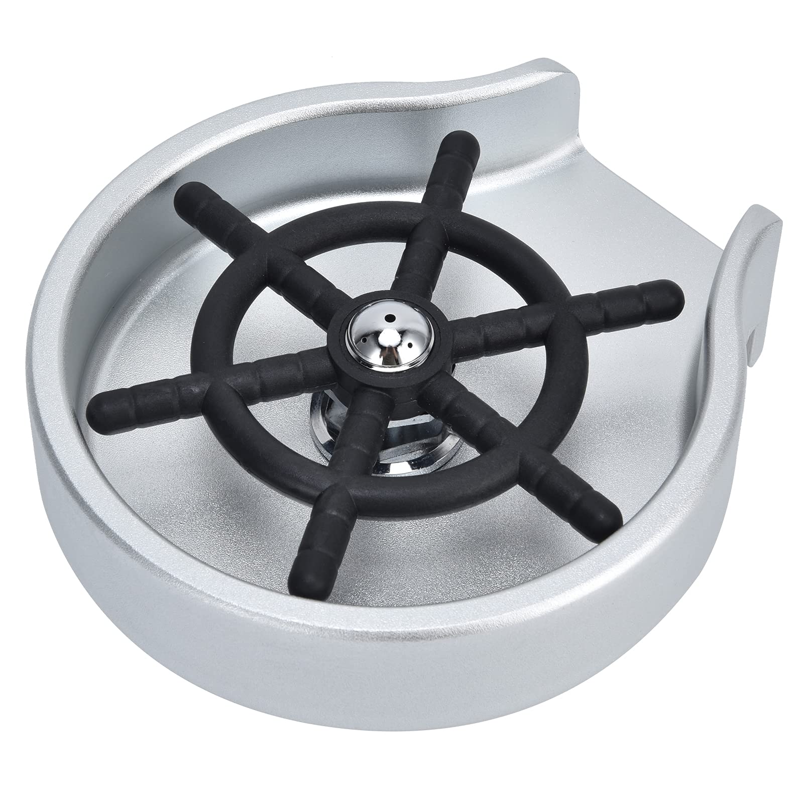 Enjuagador de vasos para fregadero, lavavasos automático de alta presión con cuerpo y manguera de acero inoxidable, ideal para uso en hogares, bares y restaurantes; cabezal (Plata Negro)