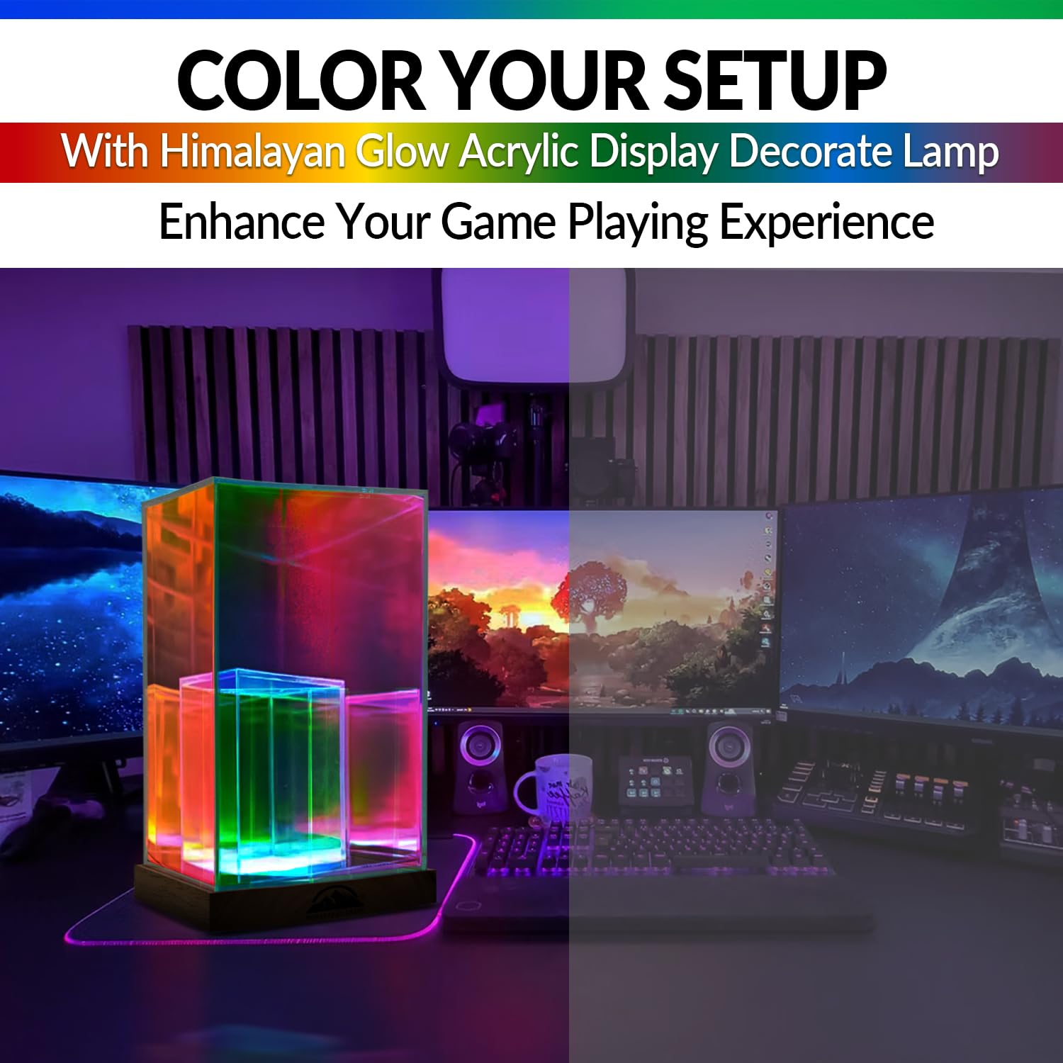 Lámpara de pantalla acrílica brillante del Himalaya con USB, luz nocturna LED para dormitorio, sala de estar y oficina, panel acrílico suave con base de madera, decoración estética