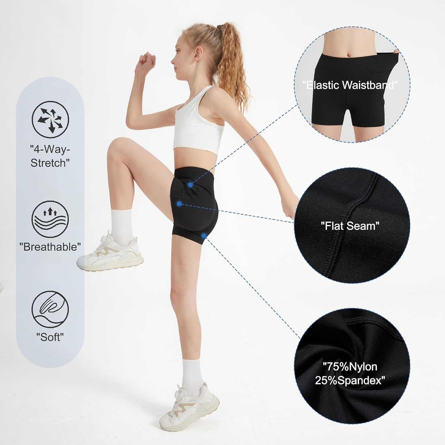 DIPUG Girls Volleyball Shorts 3 Pack with Pockets Kids High Waist Biker Shorts for Dance Yoga Cheer Gymnastics - Image 5