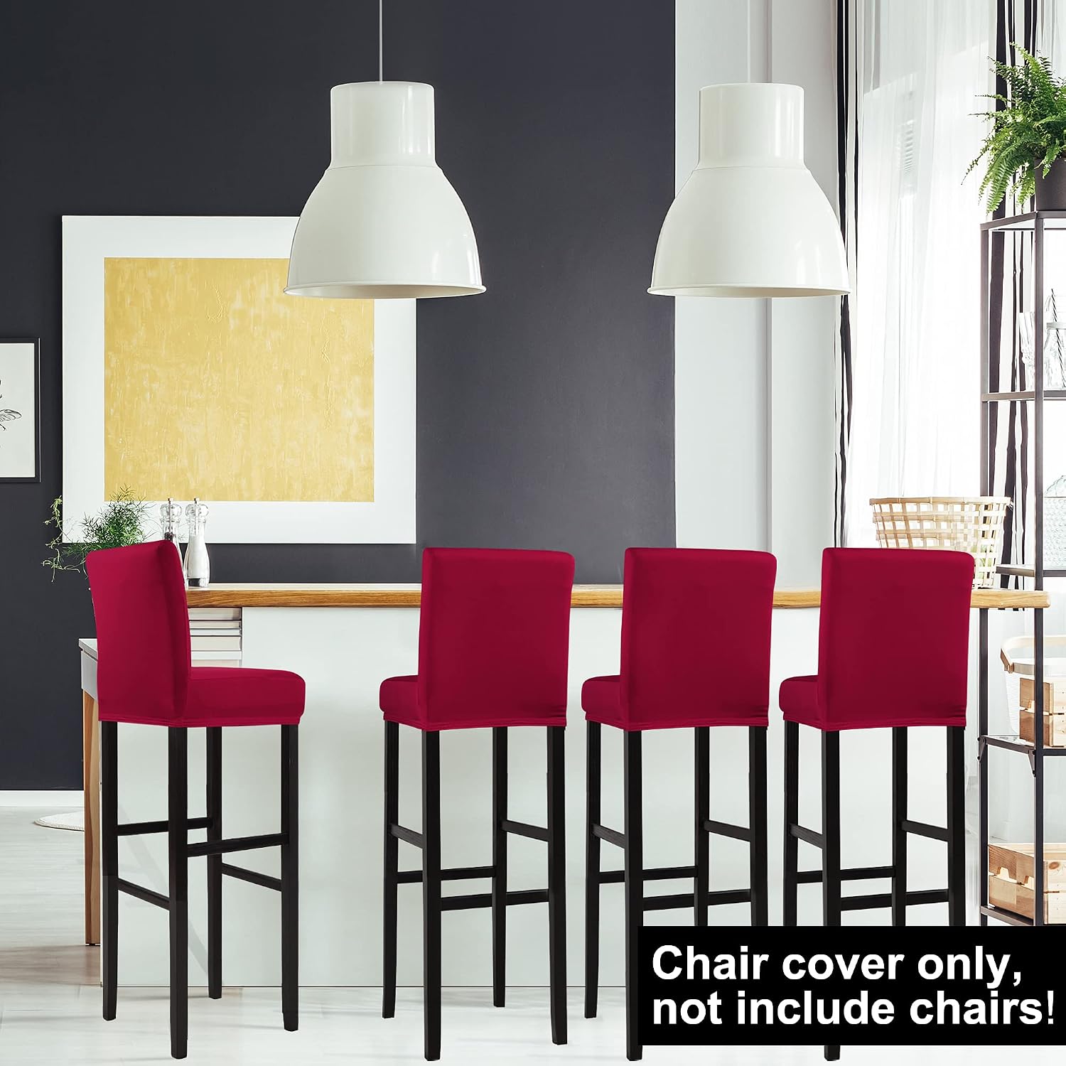 PiccoCasa Set of 4 Bar Stool Covers with Elastic Bottom, Stretch & Removable Dining Chair Covers for Pub Counter - Image 3