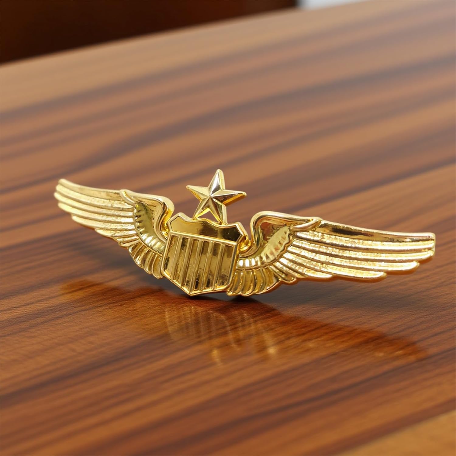Airplane Pin,Pilot Wings Pin,Gold Air Force Senior Pilot Wing Badge,Pilot Costume Lapel Pins,Metal Aviator Pins for Hat Shirt Uniform Costume,Gift for Flight Schools & Graduation