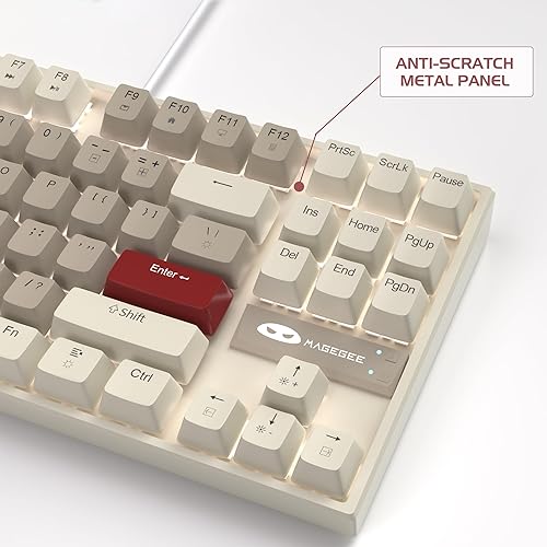 Miniatura 7 de MageGee Teclado mecánico 75% para juegos con interruptor marrón, teclado retroiluminado LED blanco, 87 teclas compacto TKL teclado de computadora