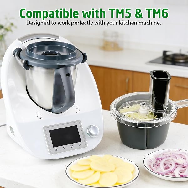 Trancheur de Légumes Multifonction Compatible avec TM5 & TM6, Spiraleur en Acier Inoxydable et ABS, Accessoire de Cuisine pour Couper les Légumes en Tranches et en Lanières, Préparation Rapide Salades - 5