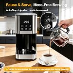 10 Cup Programmable Drip Coffee Maker, Adjustable Brew Strength, Pause & Serve, Heat Resistant Glass Carafe, Permanent Filter, Auto Shut Off, Stainless Steel, Compact Coffee Machine for Home Office