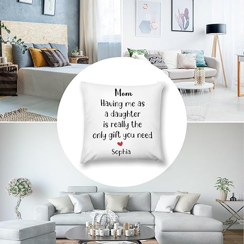 Miniatura 5 de Gifts for Mom from Daughter, Having Me As A Daughter Pillow Cover, Square Cushion Case, Mom Birthday Gift, Customizable Names Pillowcase, Mother's