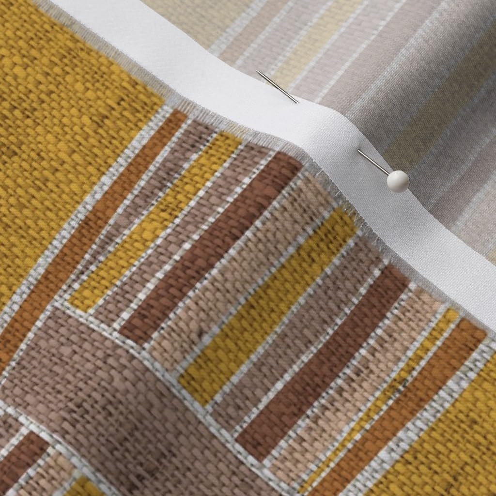 Spoonflower Fabric - Yellow Brown Geometric Abstract Tent Lake Fishing Camping Canoe Teens Printed on Organic Cotton Sateen Fabric by The Yard - Sewing Quilting Apparel Home Decor