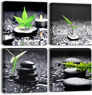 Artscope Lienzos Decorativos - Piedra Negra Imágenes Estilo Nórdico Pintura Prueba de Agua con Marco Listo para Colgar para Sala de Estar Décor Dormitorio Regalo 30x30cm