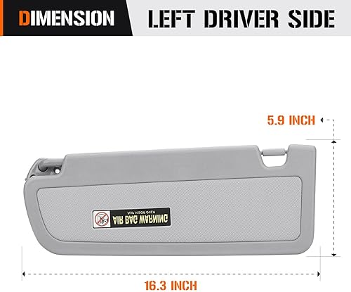 Miniatura 6 de Visera solar para Honda Civic EX LX Sedan SI Coupe 2006-2011, lado del conductor izquierdo, repuesto gris 83280-SNA-A01ZA