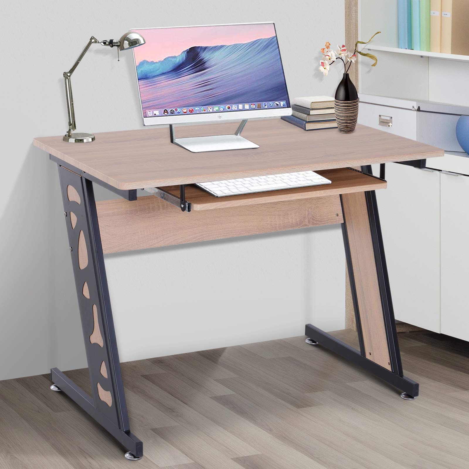 Computer Desk Wood Top Writing Workstation PC Laptop Study Table
