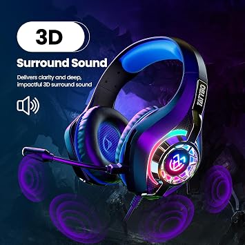 Tatybo Gaming Headset for Ps5 Ps4 PC Xbox S/X Series Switch PC, Gaming Headphone with Noise Cancelling Microphone RGB Lighting