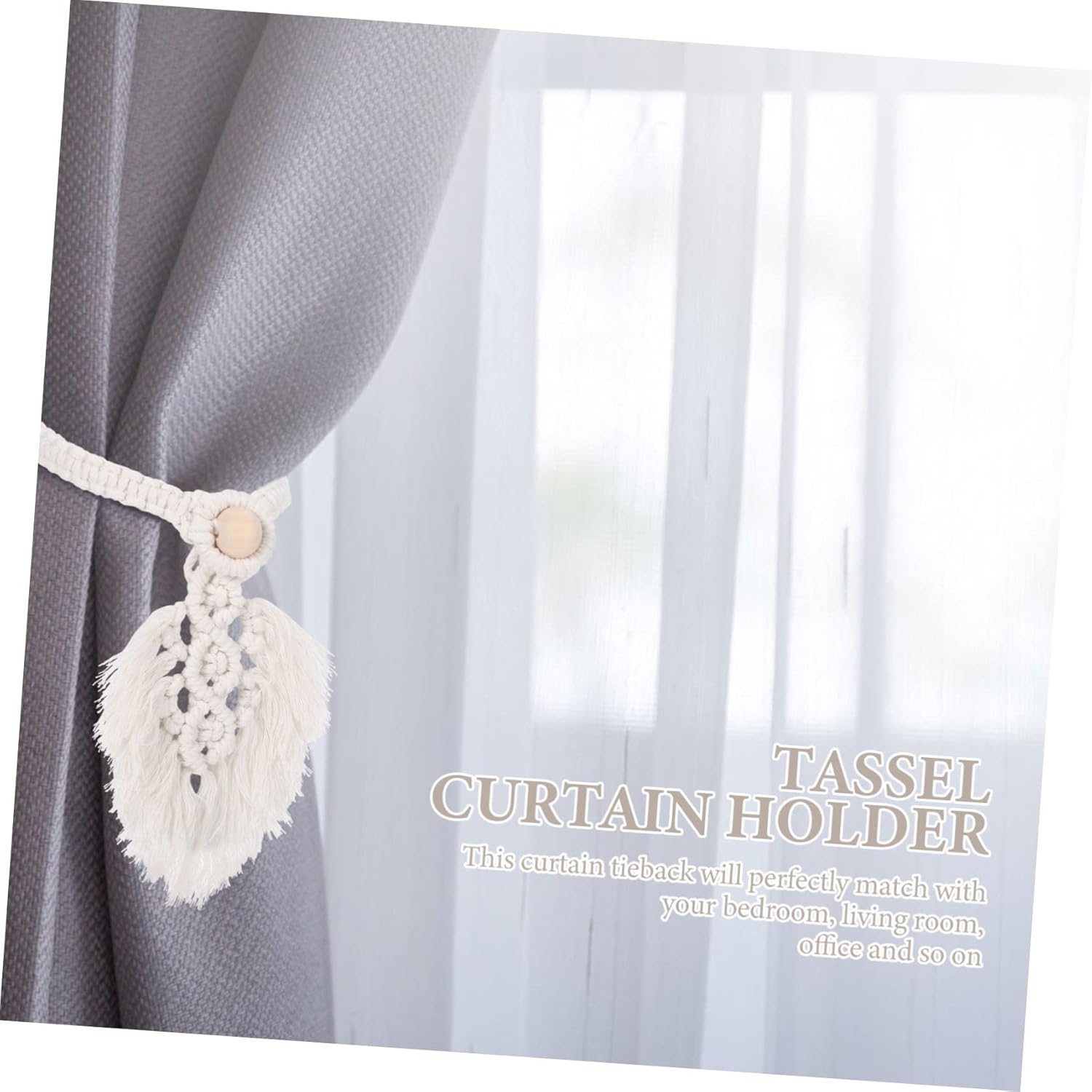 8pcs Tassel Curtain Holders Decorative Drapery Tiebacks for Bedroom Living Room Easy to Use Rope Buckles for Sheer Curtains Farmhouse Style Drapes