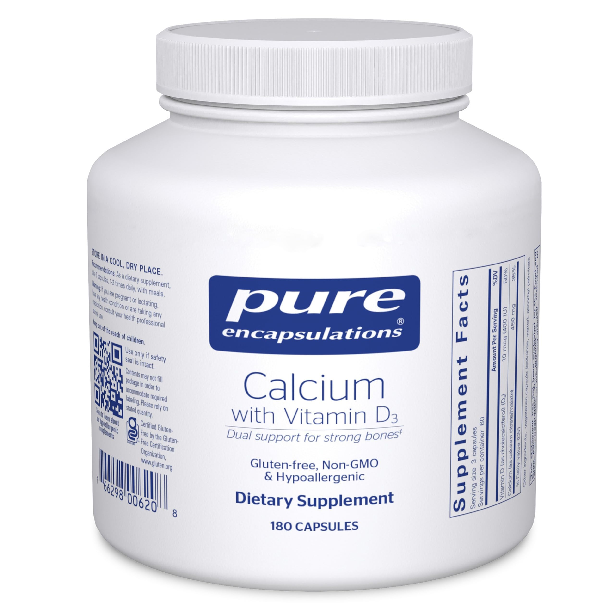 Pure Encapsulations - Calcium With Vitamin D3 180 VegiCaps