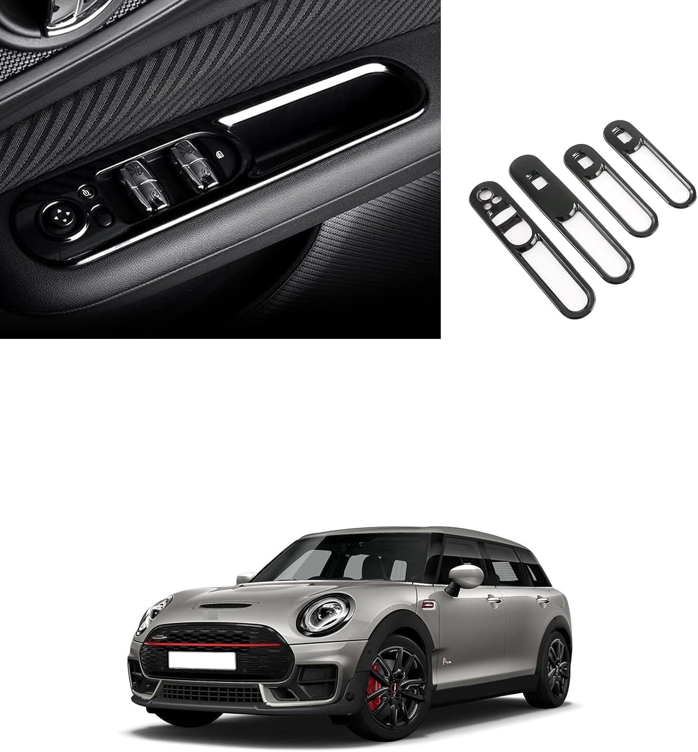MINI F54 クラブマン用 ピアノブラック・ドアハンドルカバー 6個セット 