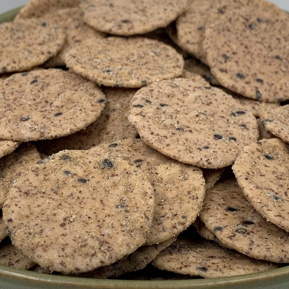 NULTHY 1kg - Galletas de Arroz con Sésamo Negro y Pimienta, Snack Gourmet Crujiente, Aperitivo Premium Picante