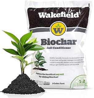 Wakefield BioChar – Premium Garden Soil Conditioner – OMRI Listed, Bio Char for Raised Gardens, Potting Mix, Lawns – 1 cu/ft (25 pounds)