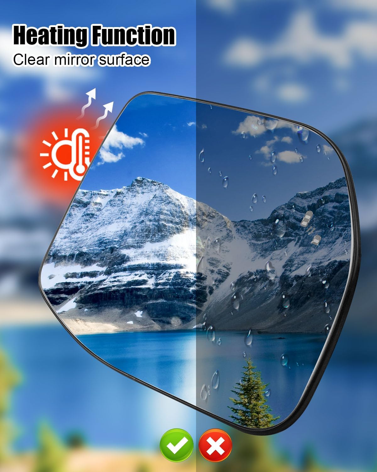 Driver Side Mirror Glass Fit for Ford Maverick 2022 2023 2024, Rear View Mirror Glass with Heated Blind Spot Detection Function, Left