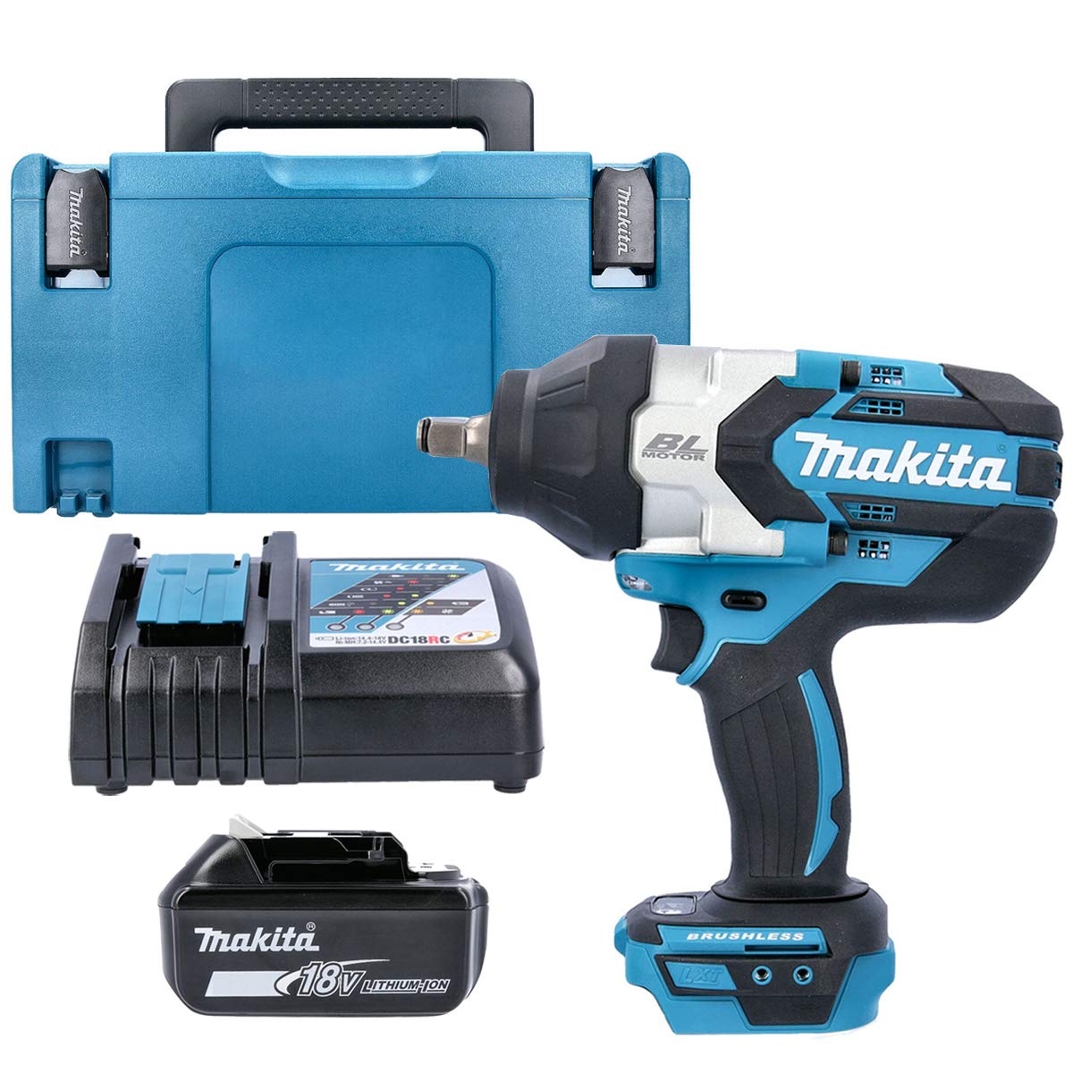 Makita Dtw1002 18V Brushless Impact Wrench With 1 X 5Ah Battery, Charger, Case & Inlay