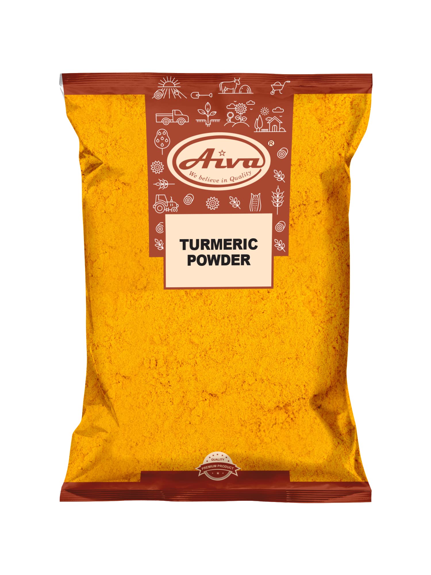 Aiva Turmeric Root Ground Powder Spice (14 OZ) | Haldi with High Curcumin Content | Salt-Free, Pure, Vegan, Indian Origin