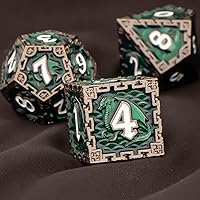 Vista 2 de OUKELANWO - Juego de dados Dungeons and Dragons RPG, juego de dados de juego de rol, juego de dados poliédricos de metal D + D, rollo D20 D12 D10 D8