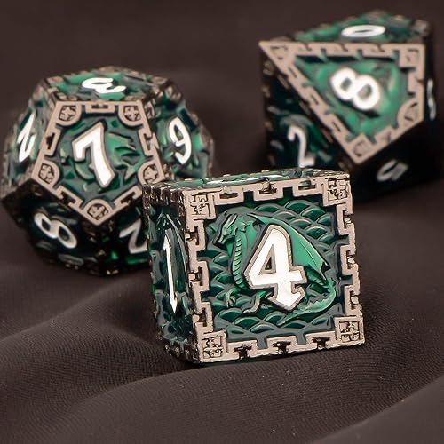 Miniatura 2 de OUKELANWO - Juego de dados Dungeons and Dragons RPG, juego de dados de juego de rol, juego de dados poliédricos de metal D + D, rollo D20 D12 D10 D8