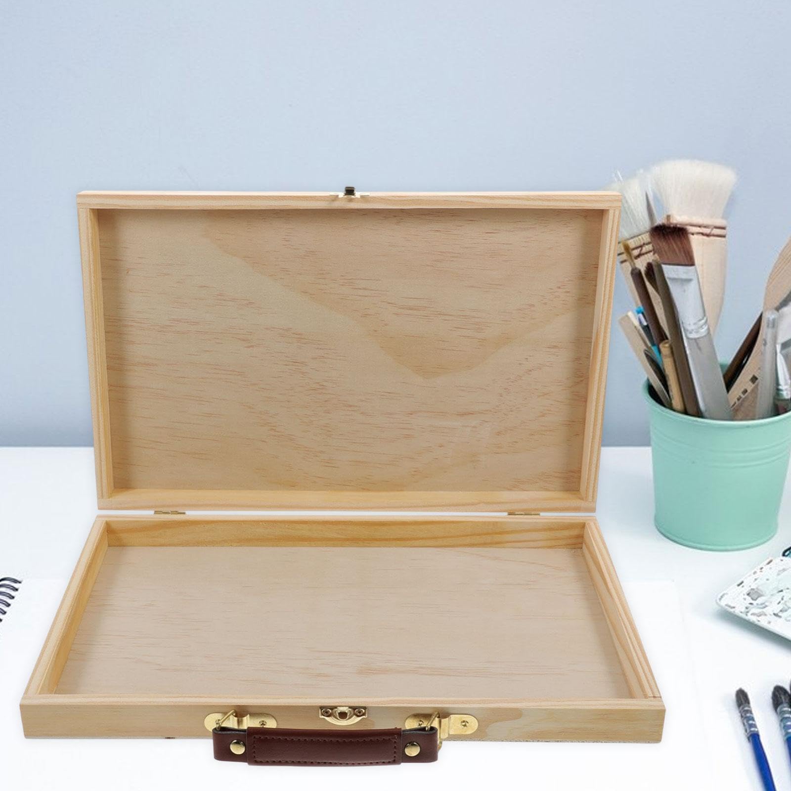 Tachiuwa Wood Artist Supplies Box Carrying Case Sleek Multifunctional Portable Organizer Art Tool Box for Markers Paint Brushes Pastel