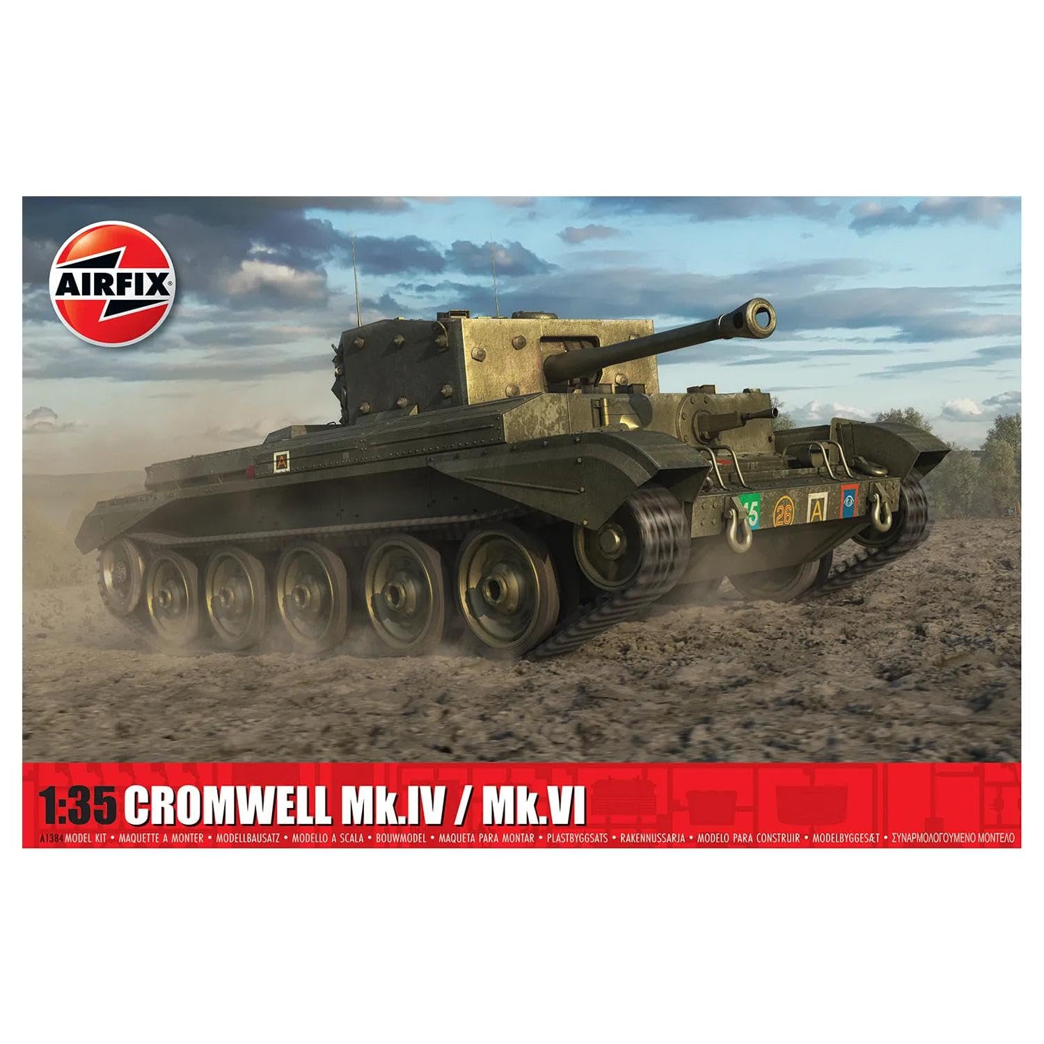 Airfix A1384 Cruiser Mk,VIII A27M Cromwell Mk,IV, Mk,VI Plastic Model Making Kit, Un-Painted
