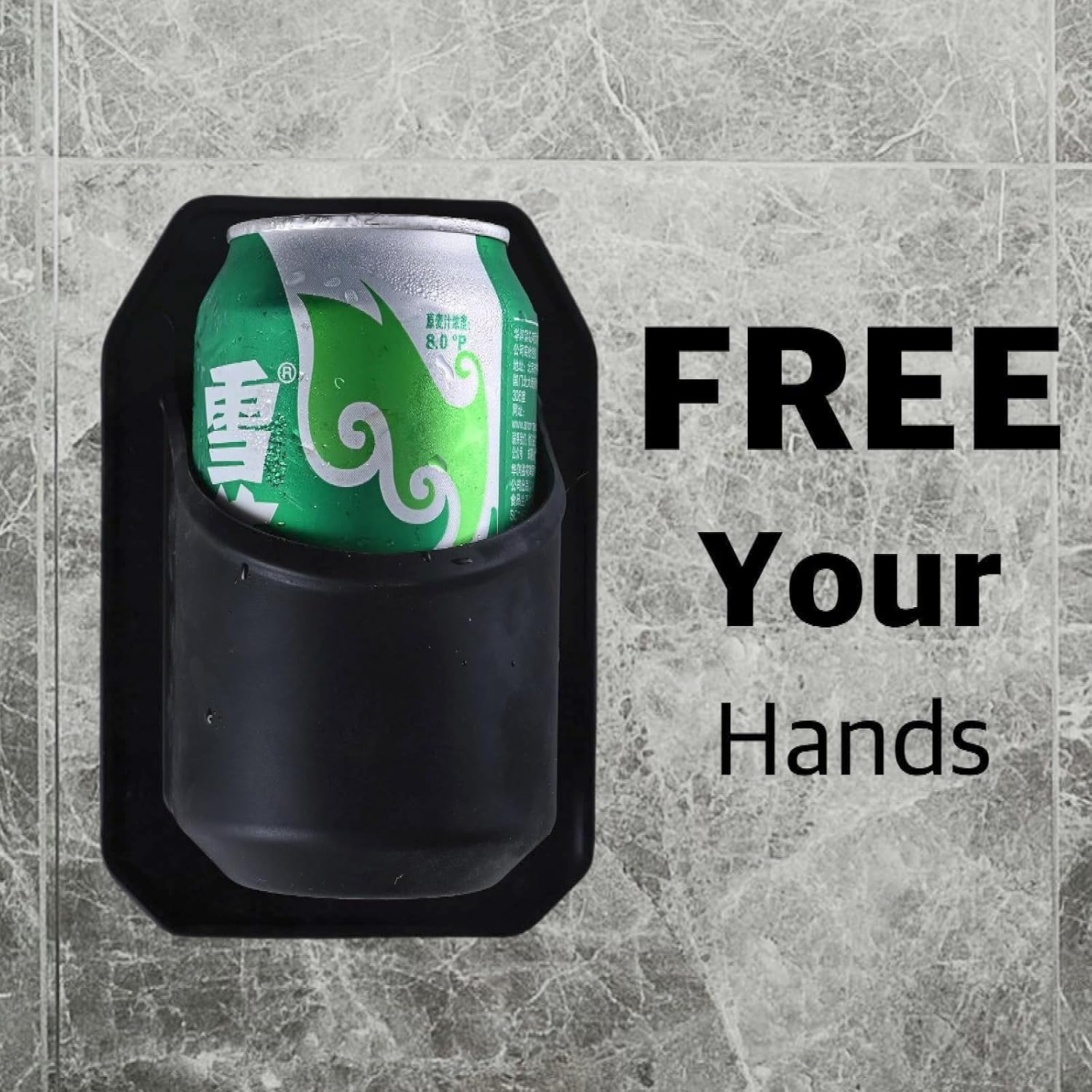 Bath Beer Holder for The Shower, 100% Silicone Portable Shower Drink Cup Bottle Holder for Beer Can and Beverage, Multifunctional Wall-Mounted Holder, Free Your Hands - Black
