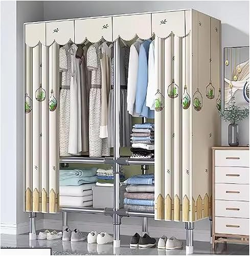 Miniatura 14 de large closets Assemble Wardrobe Closet Rugged Metal Frame Wardrobe Rack with Thick Cloth Cover Armoire Wardrobe Closet with Hanging Rods