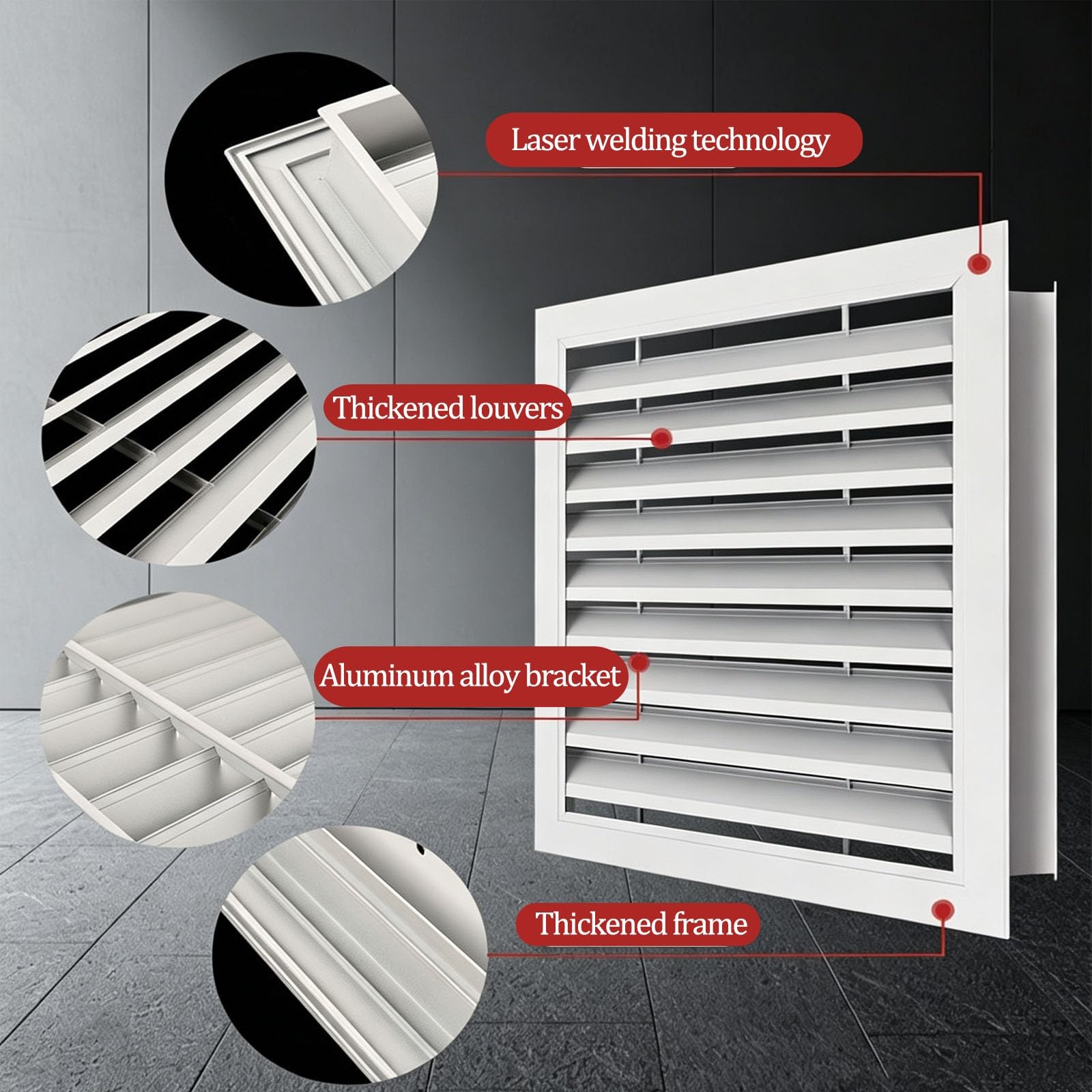 Sistemi di Ventilazione, griglia di aerazione in Alluminio | Griglia di ventilazione a rete per camino, bagno, parete e soffitto(43.5*43.5cm)