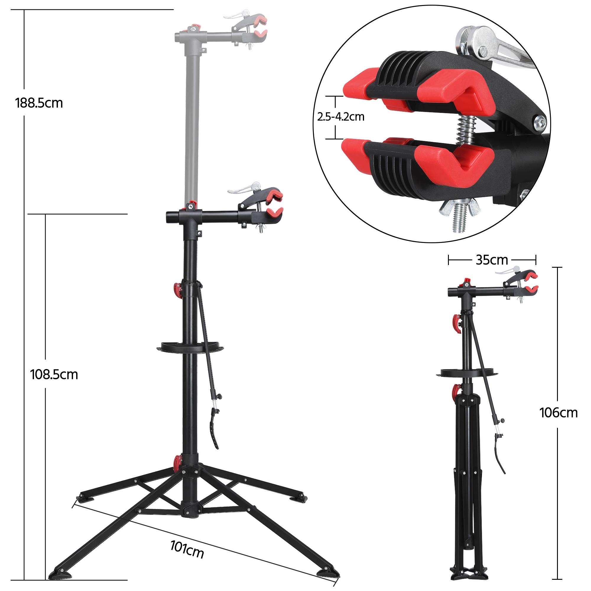 Yaheetech Soporte Bicicleta Suelo Caballete Bicicleta Portátil Altura Ajustable 108-188cm Soporte Taller Bici con Bandeja Magnética para Bicicleta Montaña Cargar Hasta 30 kg