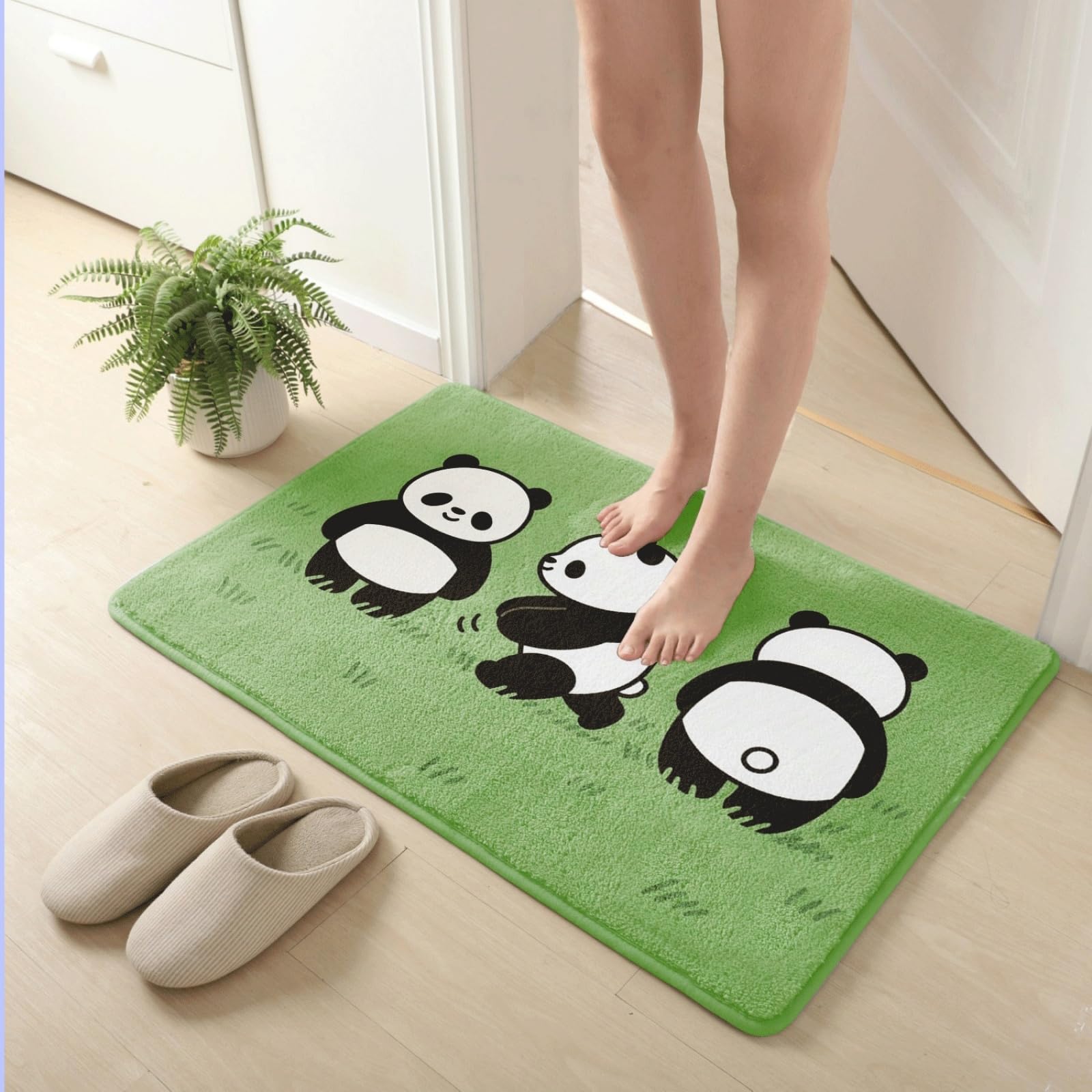 Alfombra De Baño 50X80Cm Negro Blanca Panda Alfombras Baño Antideslizante,Microfibra Absorbente Alfombrilla,Lavable A Máquina,Suave Y Acogedora,para Dormitorio Sala Estar