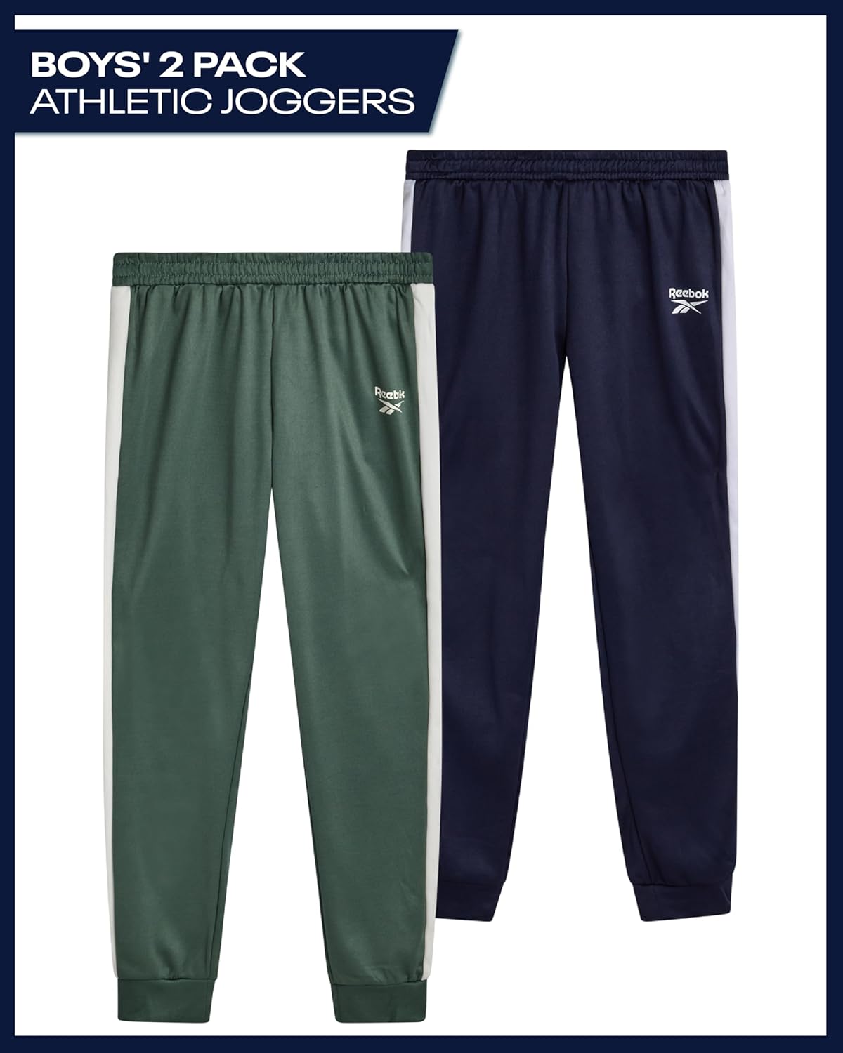Reebok Boys Sweatpants - 2 Pack Performance Tricot Boys Joggers Athletic Pants with Elastic Waistband (Sizes Run Small) - Image 2