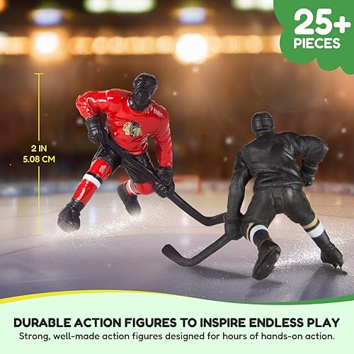 Miniatura 5 de Kaskey Kids NHL Hockey Guys, Blackhawks vs. Red Wings, 27 piezas en cada juego, incluye 2 equipos y estuche de almacenamiento de viaje, figuras de