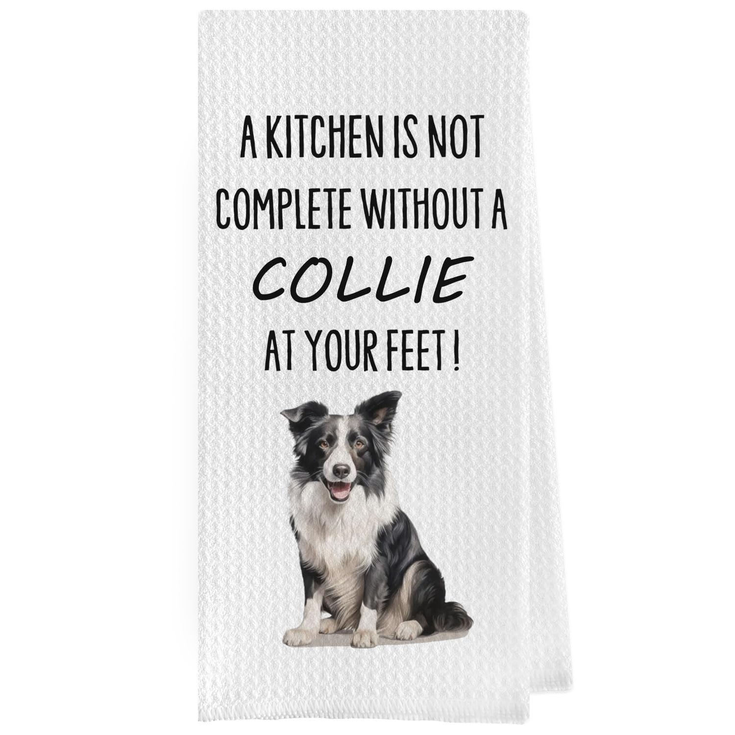 GeqttGeqtt Funny Collie Dish Towels - Border Collie Decorative Waffle Weave Kitchen Towels, Dog Gifts Hand Towel, Tea Towel (16×24 Inches)