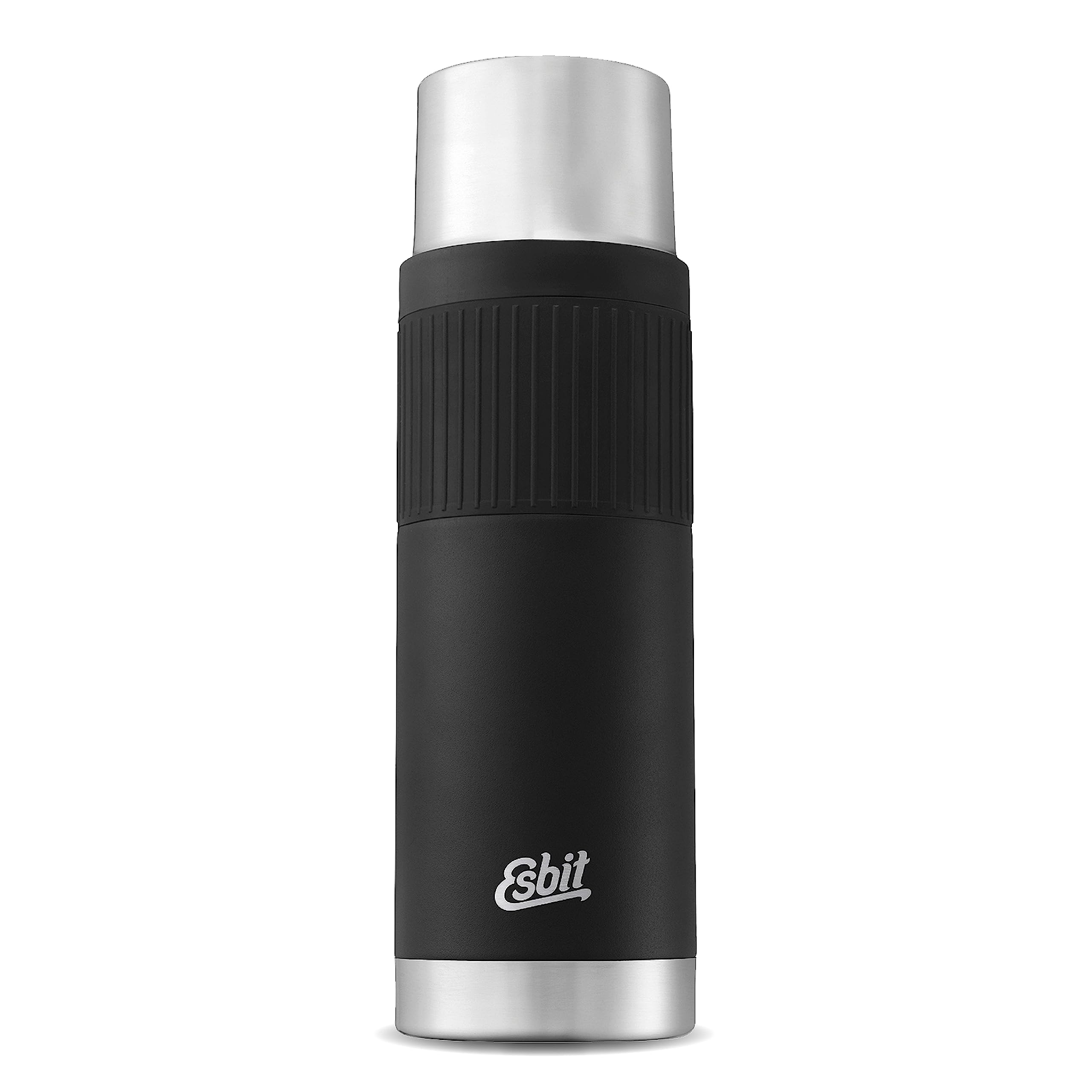 Esbit Sculptor Thermal Flask - Insulated Stainless Steel Bottle for Hot and Cold Drinks - 1000ml in Black with Cuff