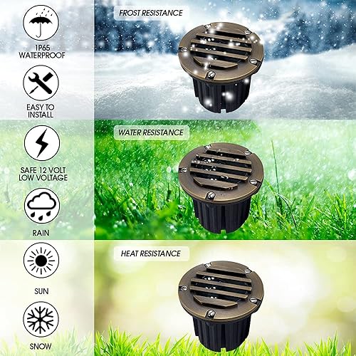 Miniatura 3 de Luces LED de bajo voltaje para iluminación de paisaje, 112  Latón macizo en luces de suelo para exteriores, hogar y jardín de larga duración,
