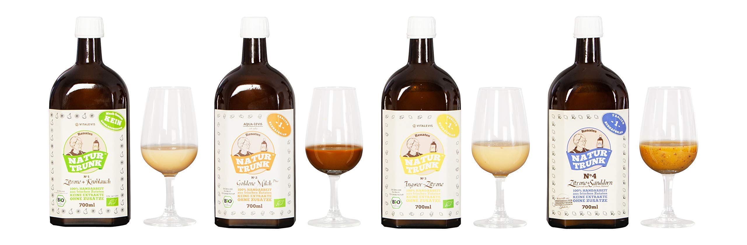 Jetzt 1 Liter! OHNE Konservierungsstoffe! 2 x Renates NaturTrunk Zitrone + Knoblauch, 2 x 1000ml Glasflasche, PZN 04712890, DE-ÖKO-006, handwerklich hergestellt in kleinen Stückzahlen.