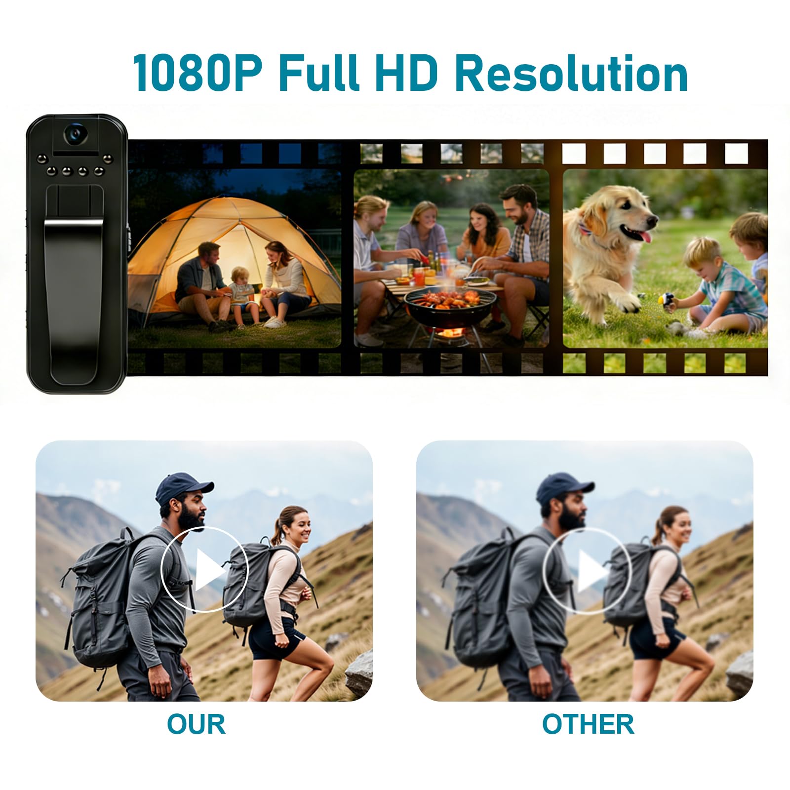 Bodycam Körperkamera Mini, 1080P Mini Action Cam mit 32 GB Speicherkarte, Body Cam mit Audio und Videoaufzeichnung, Nachtsicht POV Camera für Radfahren, Reisen, Sicherheit und Arbeit