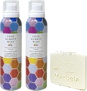 Bath & Body Works Love Always Wins 2 Pack Shimmer Fizz Body Lotion Set with a Natural Oats Sample Soap