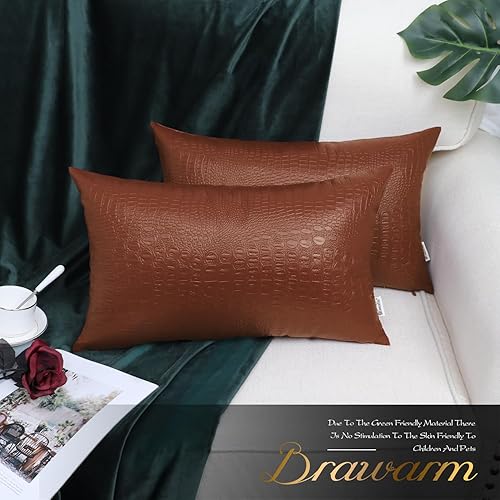 Miniatura 262 de BRAWARM Fundas de almohada de piel sintética de 16 x 16 pulgadas, paquete de 2 fundas de almohada de cuero plateado, almohadas decorativas de piel