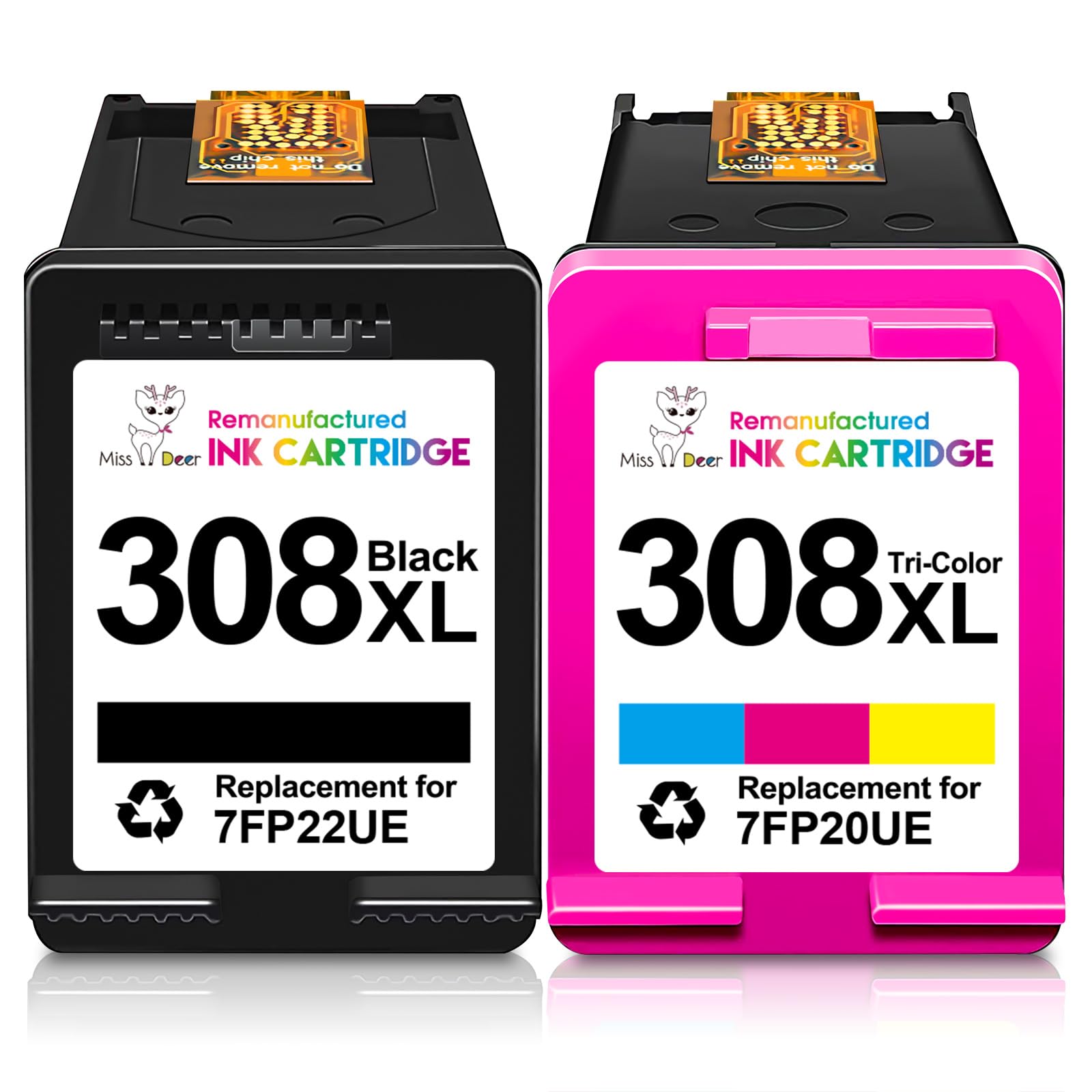 Miss Deer 308XL Cartuchos de Tinta Compatible con Cartuchos de Tinta HP 308 Negro y Color para HP Envy 6120e 6100e 6110e 6122e 6130e Envy 6520e 6500e 6530e 6532e DeskJet 2920 4310 4320,308XL Tinta