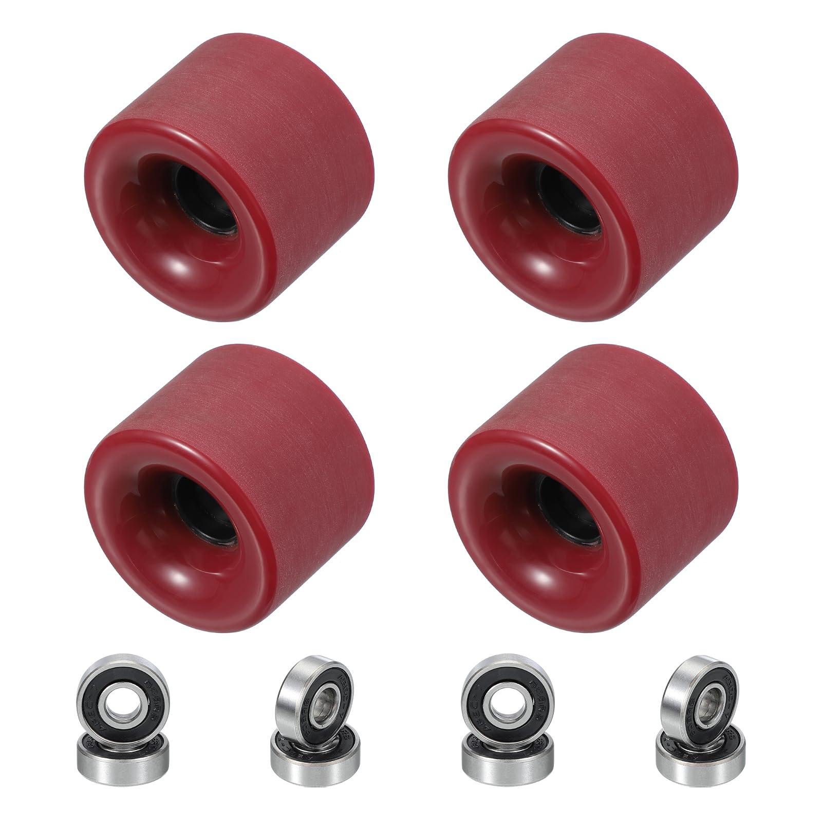 PATIKIL 70mm Skateboard Wheels 1 Set 78A Hardness Street Wheels PU Cruiser Wheels with 608RS Bearings for Skateboards Replacement, Frosted Dark Red — image 1