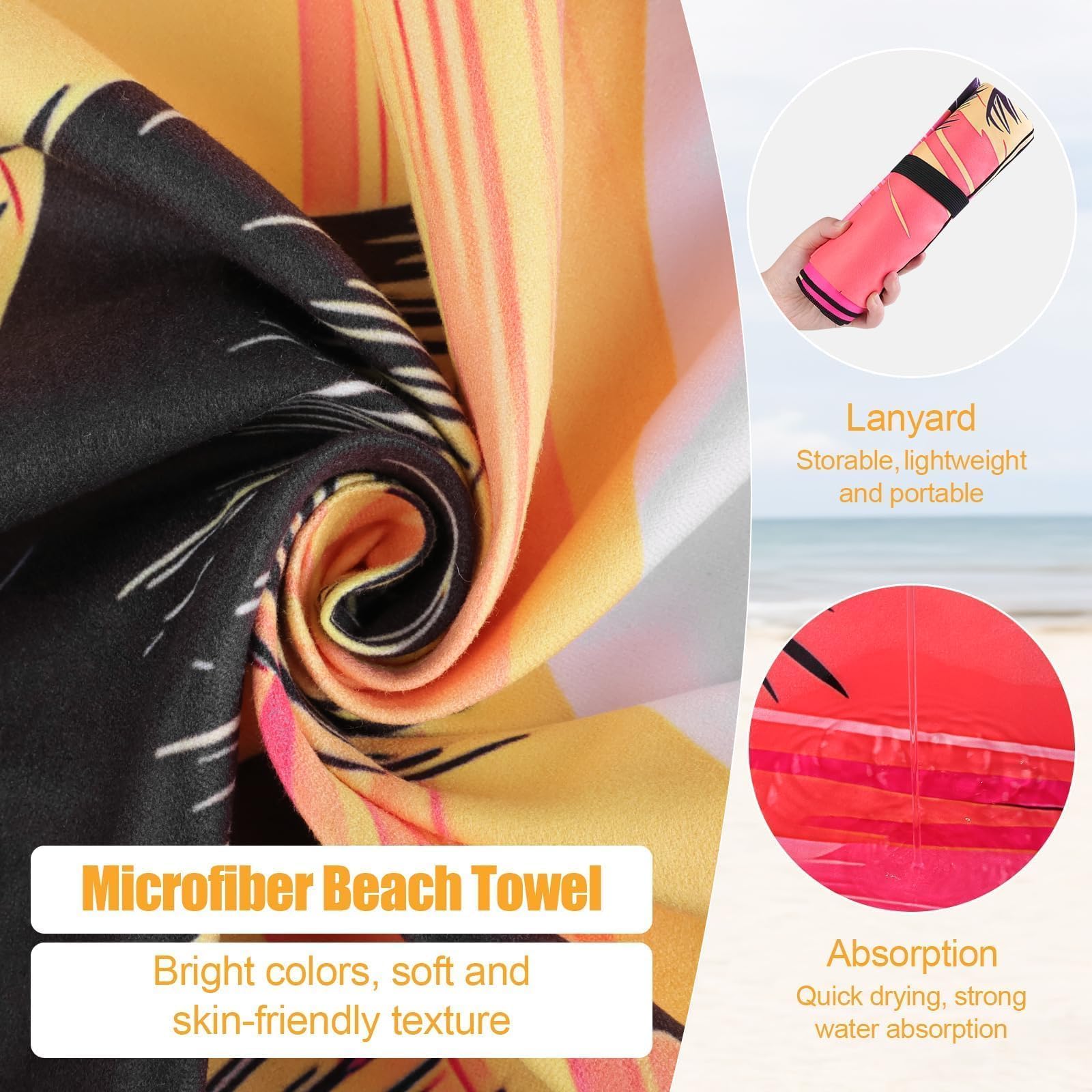 MelonBoat Übergroßes Pool-Strandtuch, rosa Sonnenuntergang, Strand, doppelseitiges Handtuch, weiche Baumwolle, Badetuch für Erwachsene, Herren, Damen, Sommer, See, Strand, Pool, Liege, Flöße